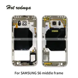 Ближний Рамка для samsung Galaxy S6 G920 G920F Ближний Середина Рамка рамка сзади Корпус шасси с задней Камера Стекло объектива крышка
