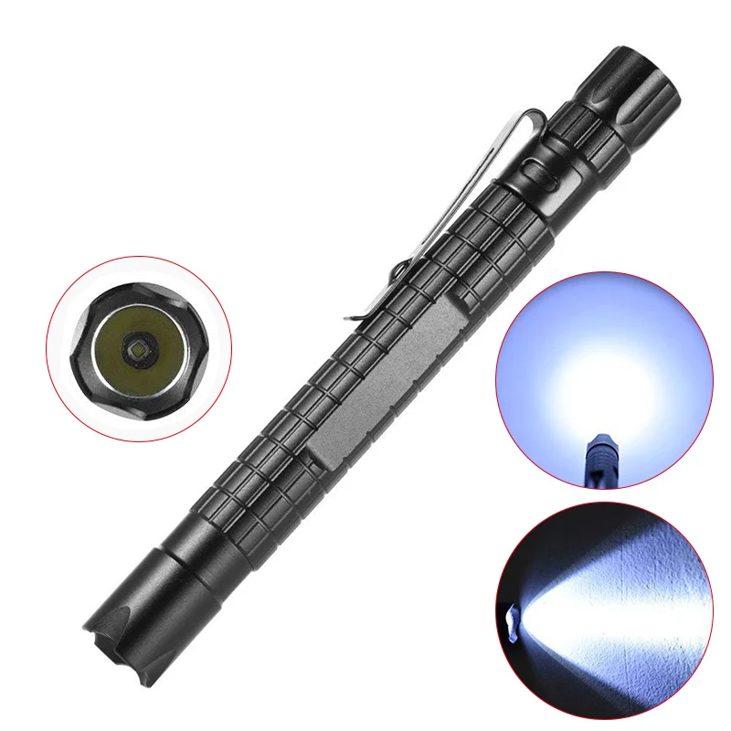 Mini LED Lamp Clip Flashlight Torch Penlight Zoomable Waterproof
