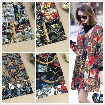 

2019 early spring women's diy clothing fabric thin section of soft chain pattern printing hot sale polyester printed cloth