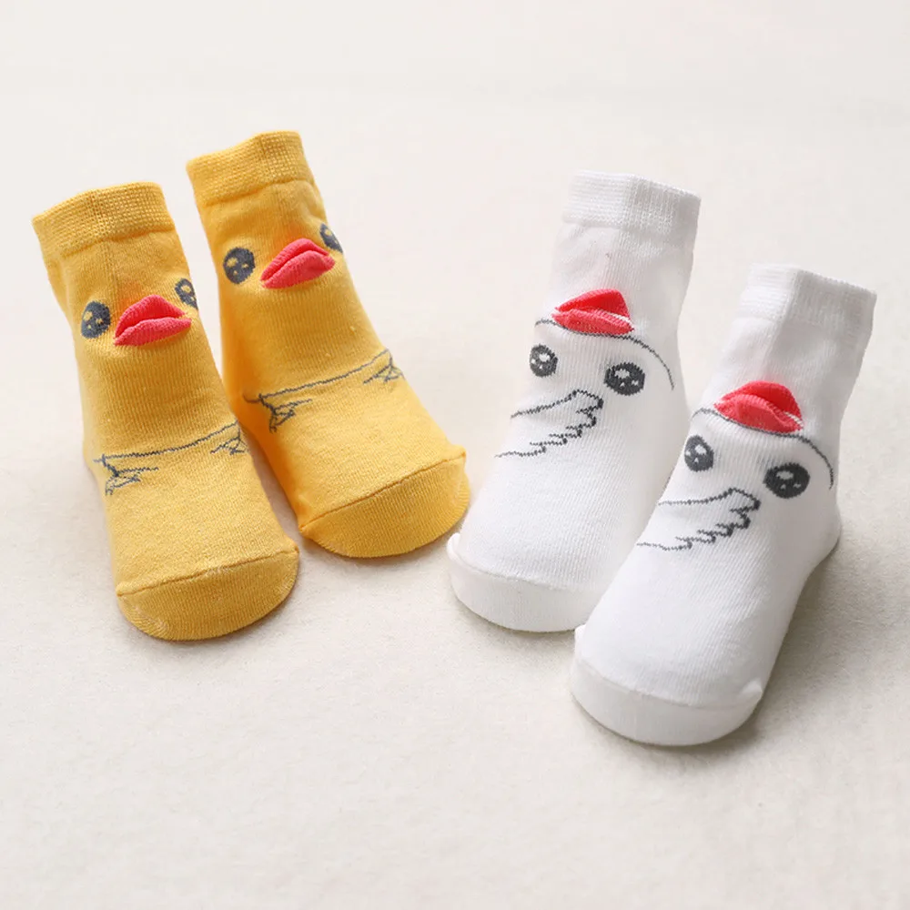 Одежда для детей; малышей; девочек мальчиков удобные Мультяшные носки с изображением уток противоскользящие носки-тапочки белого и желтого цвета 3D «утиный клюв» детские забавные носки для девочек