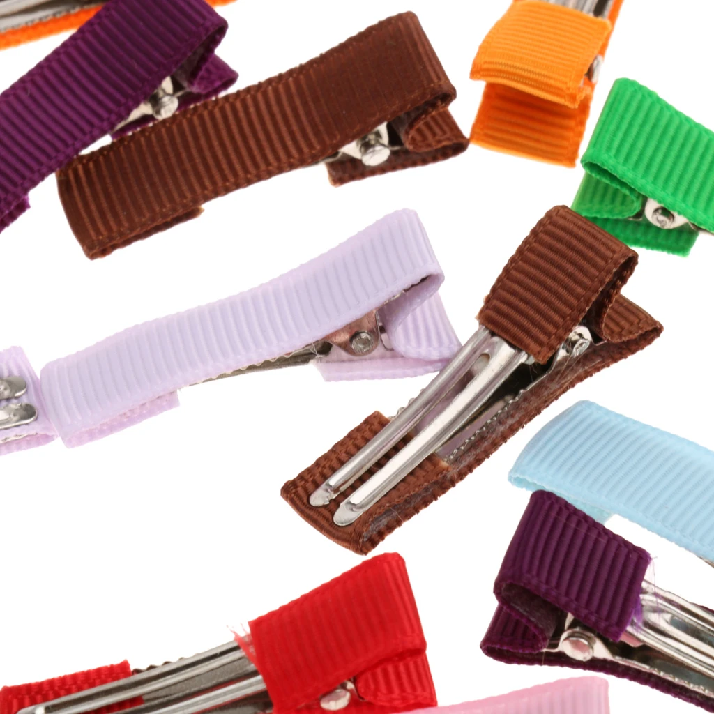 Cute 20Pcs/Lot  DIY Girls Children Baby Kids Fashion Accessories Solid Ribbon Covered Alligator Hair Clips Hairpins
