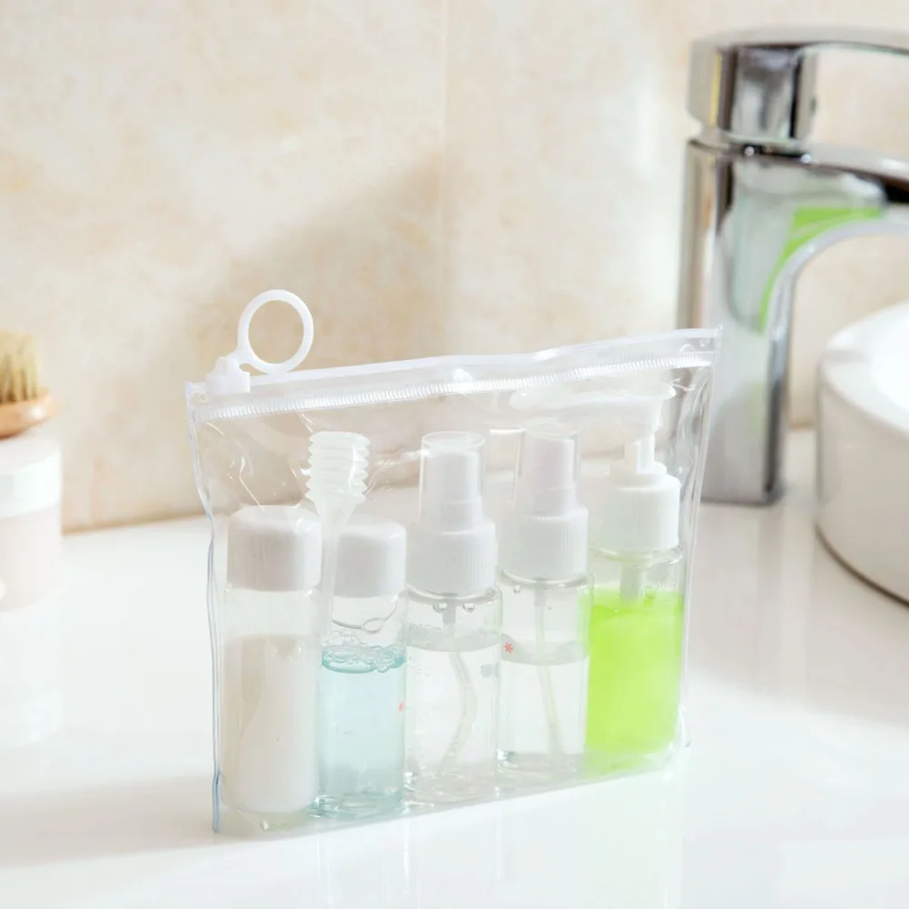7Pcs Portable Soap Dispenser Pump Set Travel Packing Spray Bottle Container For Shampoo Cosmetic Cream Lotion Pot Jar