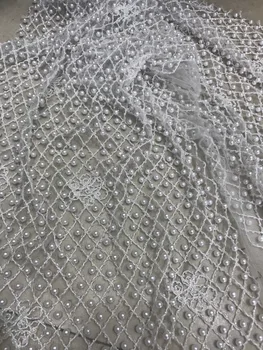 

5yard/lot New arrival embroidered tulle Fabric with beads JIANXI.C-12308 Fashion Embroidered lace fabric