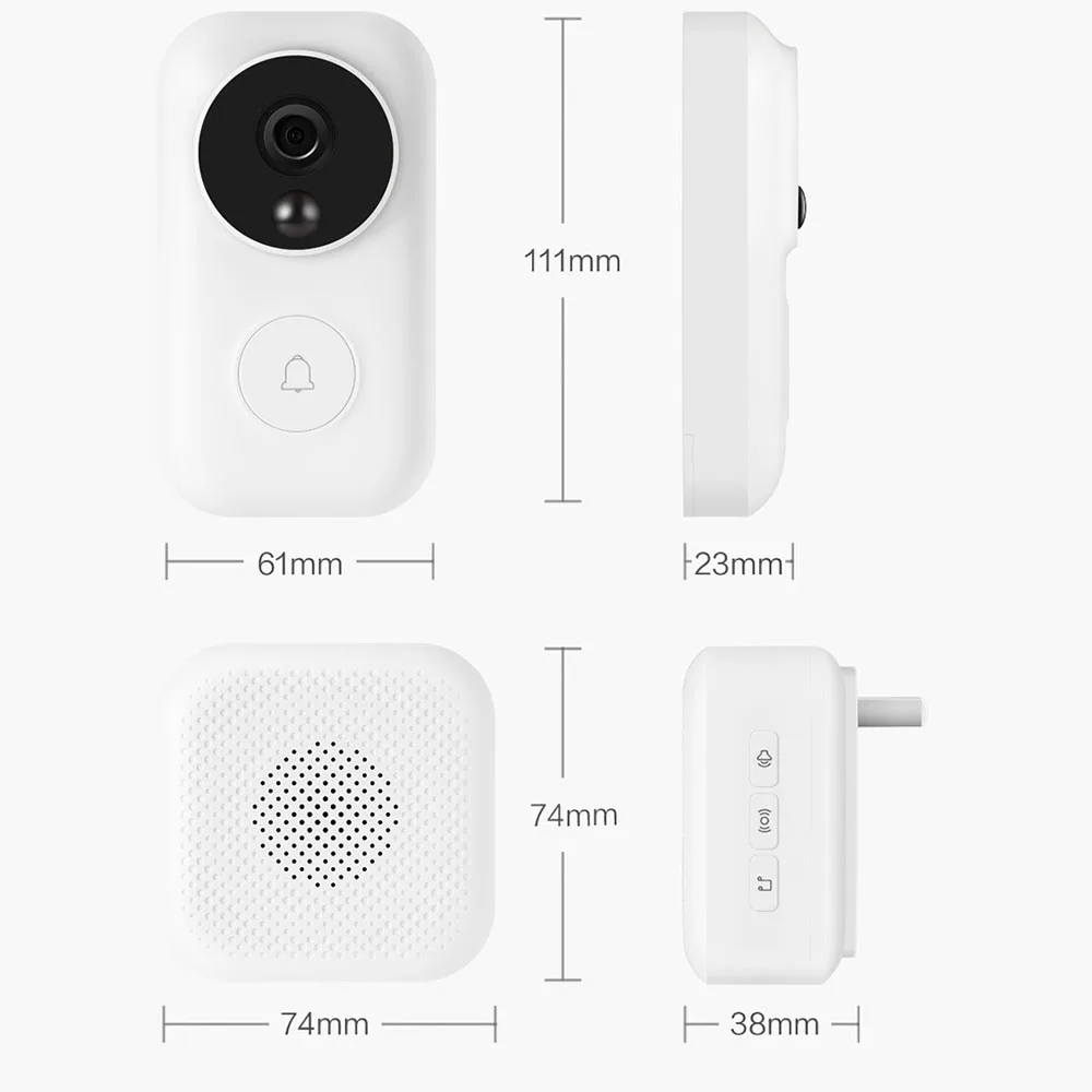 Original Xiaomi Zero AI Face Identification 720P Night Vision Video Doorbell Set Mi Smart Home APP