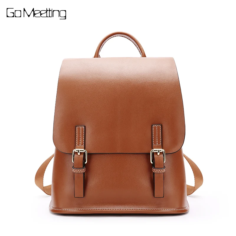 New Women Genuine Leather Backpack Famous Brand School Bags Designer ...