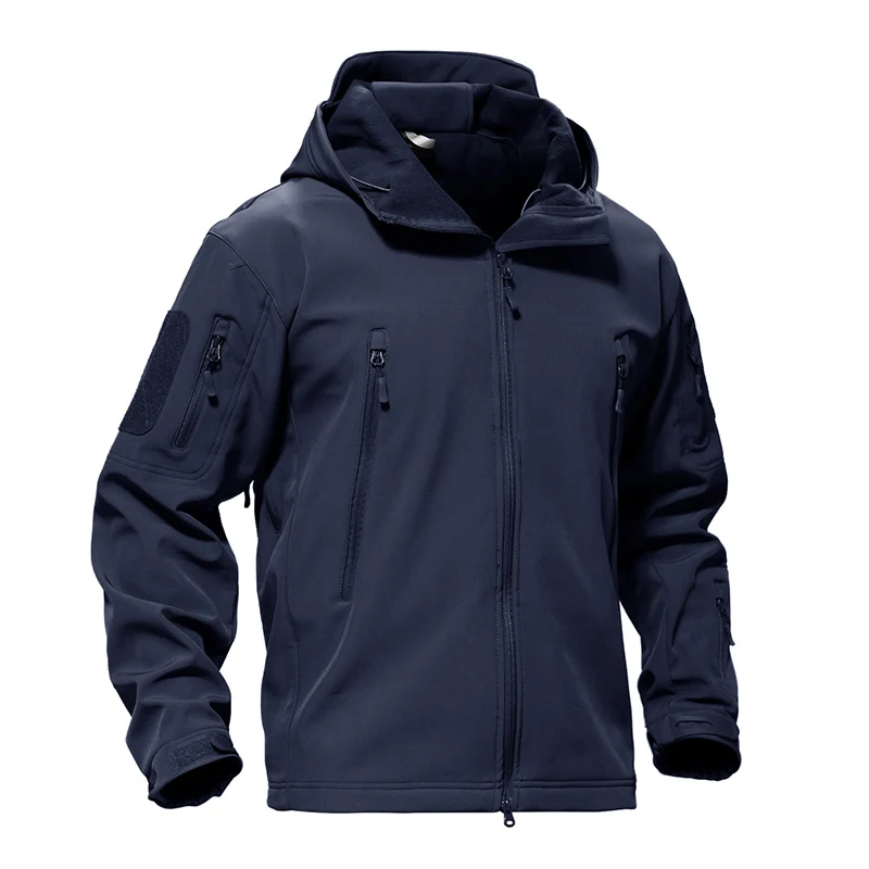 TACVASEN зимняя куртка мужская армейская куртка Военная Тактическая флисовая куртка водонепроницаемая флисовая куртка темно-синяя ветровка охотничья одежда - Цвет: Navy