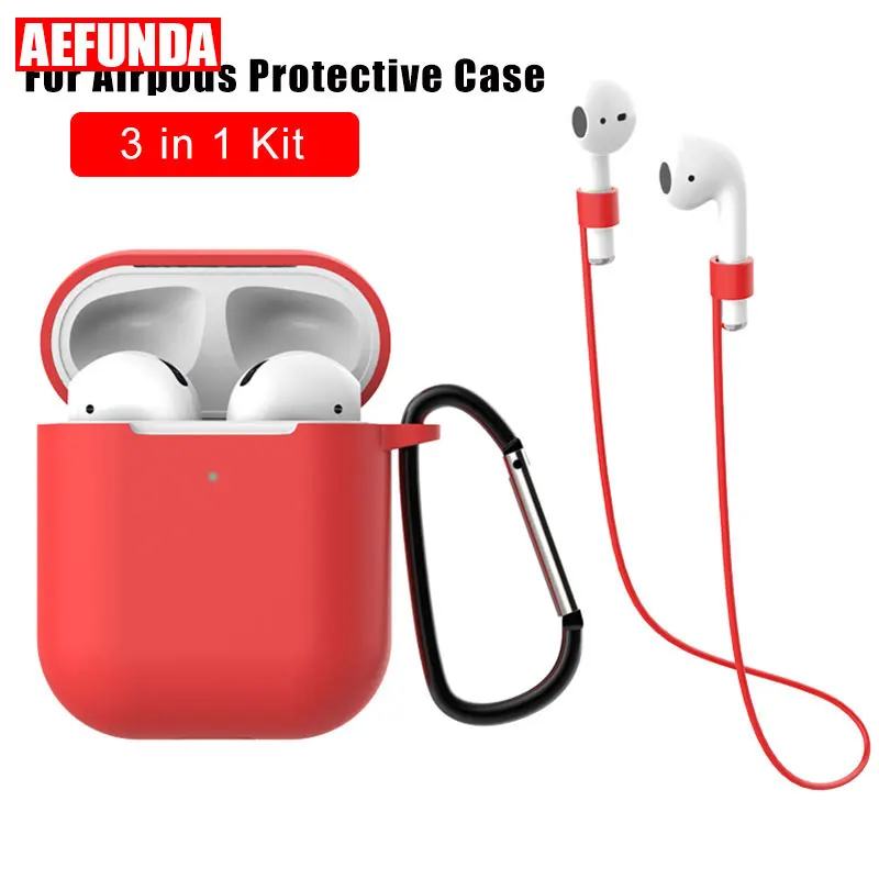 

TPU Silicone Bluetooth Wireless Earphone Case For AirPods Protective Cover Skin for Airpods 2 Charge Box Anti-Loss Strap Buckle