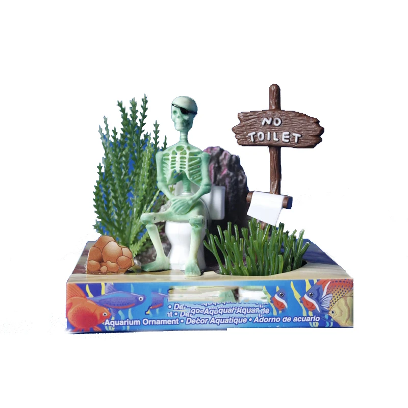 HotAquariumDecorationSkeletononToiletFishTankOrnamentDecorfor