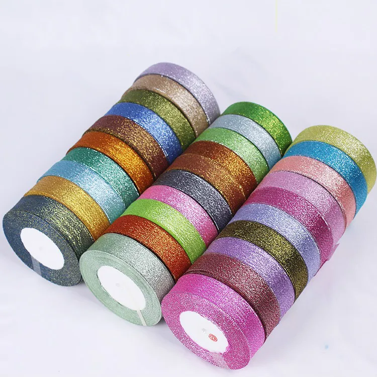 Многоцветный шелковый атлас органза лента 6-40 мм блестящие вышитые ленты лук свадебный торт подарок декор ремесло DIY лук поставки