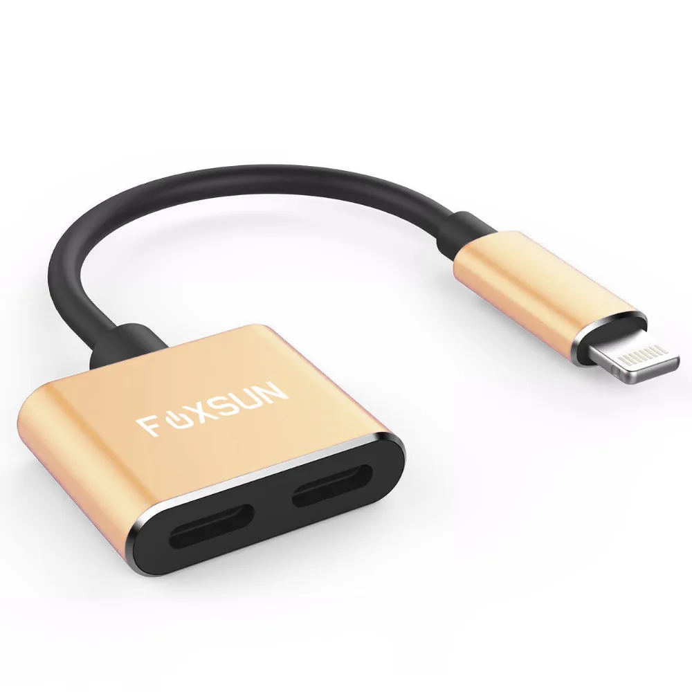 2 in 1 for Lightning Splitter Adapter for iPhone 7 8 X Double for lightning ports Headphone Audio Audio and Charge Adapter