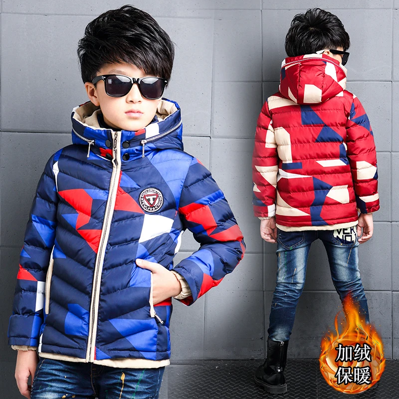 

Winter Jackets for Boys Warm Coat Kids Clothes Snowsuit Outerwear & Coats Children Clothing Hooded Plus Velvet Jacket Parkas