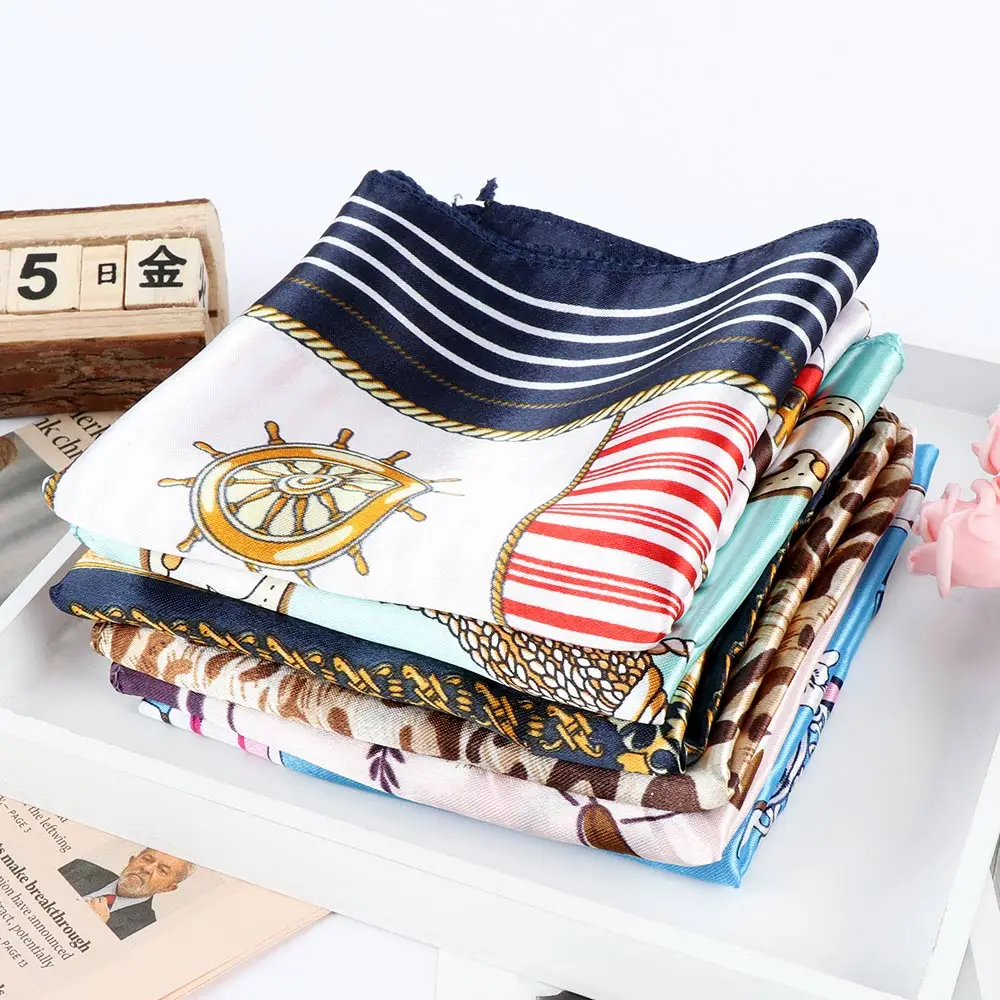 

Fashion Women 1 pc 50*50cm Silk-like Satin Wrap Printing Shawl for Gift Square Scarves Kerchief Women's Apparel Accessories