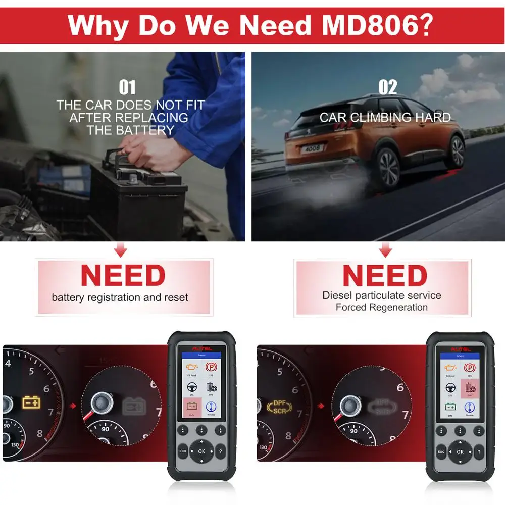 Autel MaxiDiag MD806 диагностический автомобильный диагностический инструмент OBD2 сканер EPB/сброс масла/BMS DPF код читателя лучше, чем Запуск X431