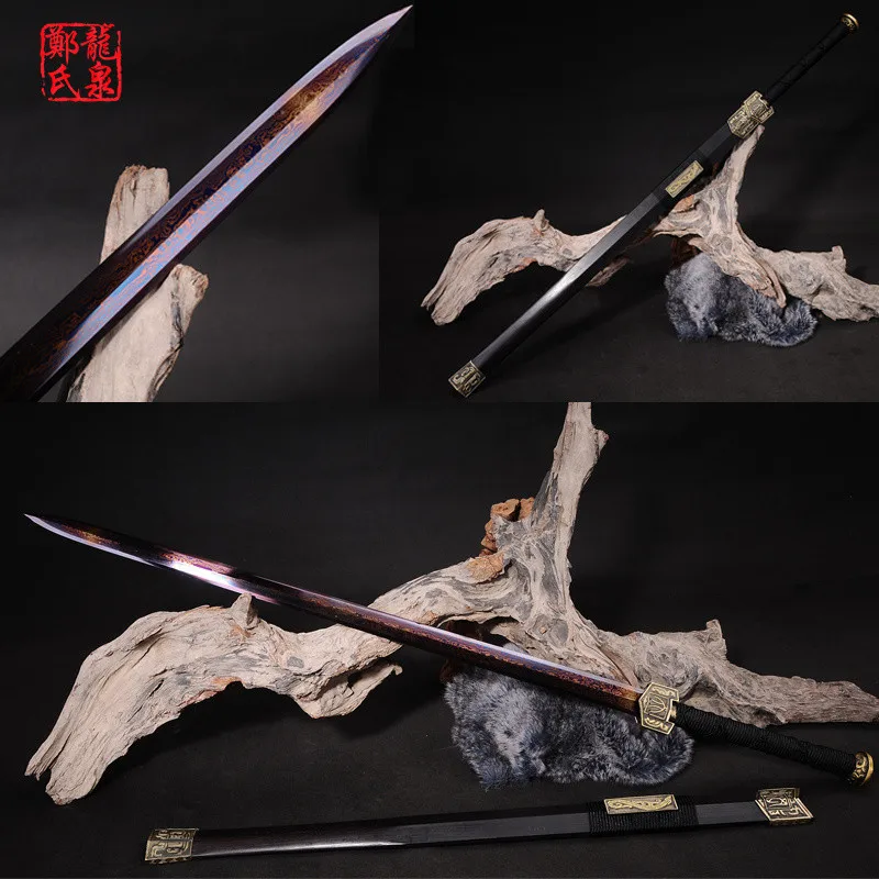 Chinese Sword Double Edges Blade Real Steel Rose Wood Scabbard Fungshui Ornaments Full Tang Sharp-Novel Souvenir-Hanjian