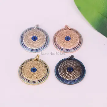 

Fashion 5Pcs Micro Pave CZ Turkish Round Pendant Charms for DIY Jewelry Making