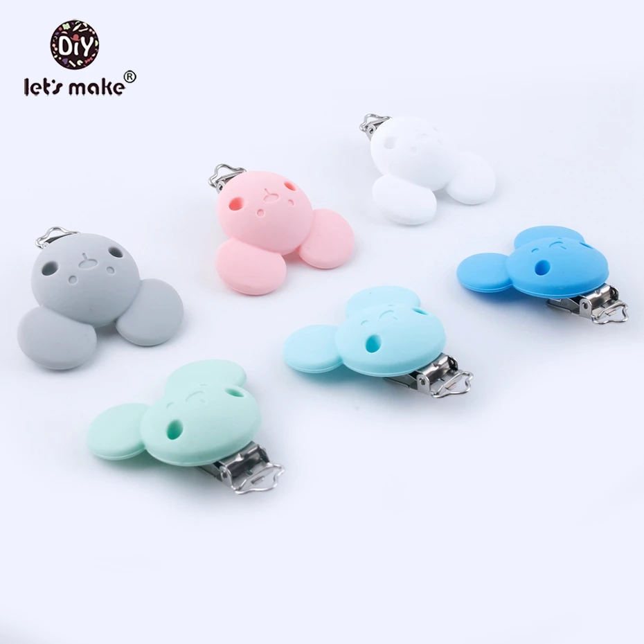 Let's make 10pcs Silicone Bear Head BPA Free Pacifier Clips Holder Cartoon Clip For DIY Dummy Accessories Feeding Toy | Мать и