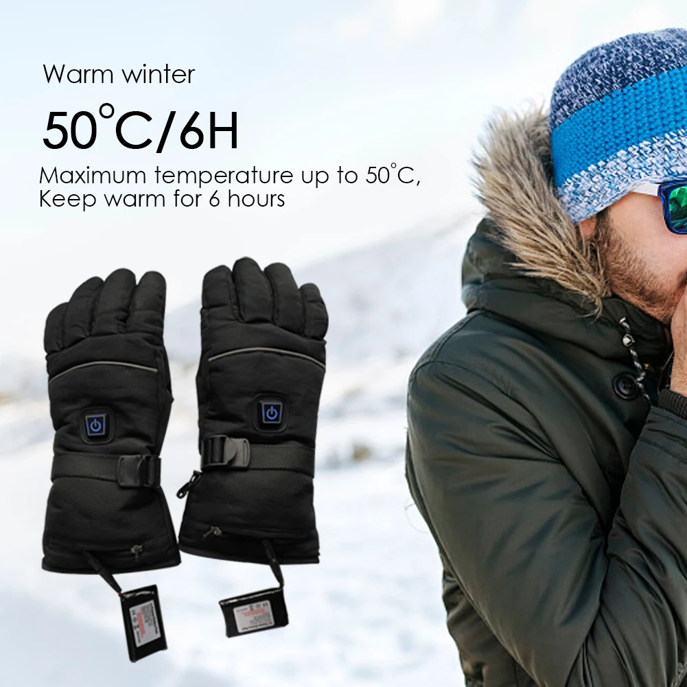 Skiing Snowboarding Usb Heated Ski Gloves Rechargeable Snowmobile Thermal Motorcycle Gloves Winter Men Women Mittens