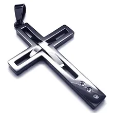 Jewelry Stainless Steel Cross Pendant with 60cm Necklace, Necklace for Men Women, black silver