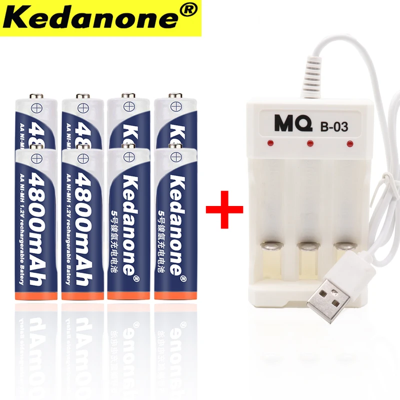 

2019 lot 4~20pcs AA Battery Rechargeable Batteries 1.2V AA 4800mAh Ni-Mh 2A Baterias for Camera +charger