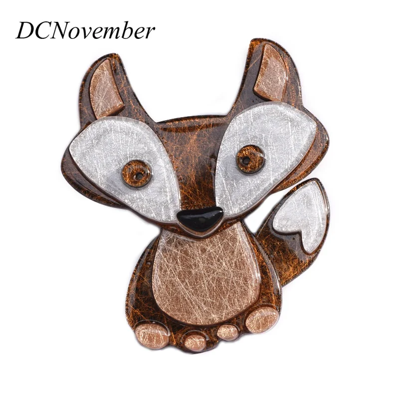 

DCNovember Lovely Fox Brooches Baby Children Environmental Acetate Fiber Foxes Brooch Pins Accessory