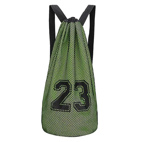 Открытый баскетбол спортивная сумка большой емкости затягивающийся сетчатый мешок футбол тренировочный рюкзак сумка на плечо баскетбольный мешок - Цвет: Зеленый