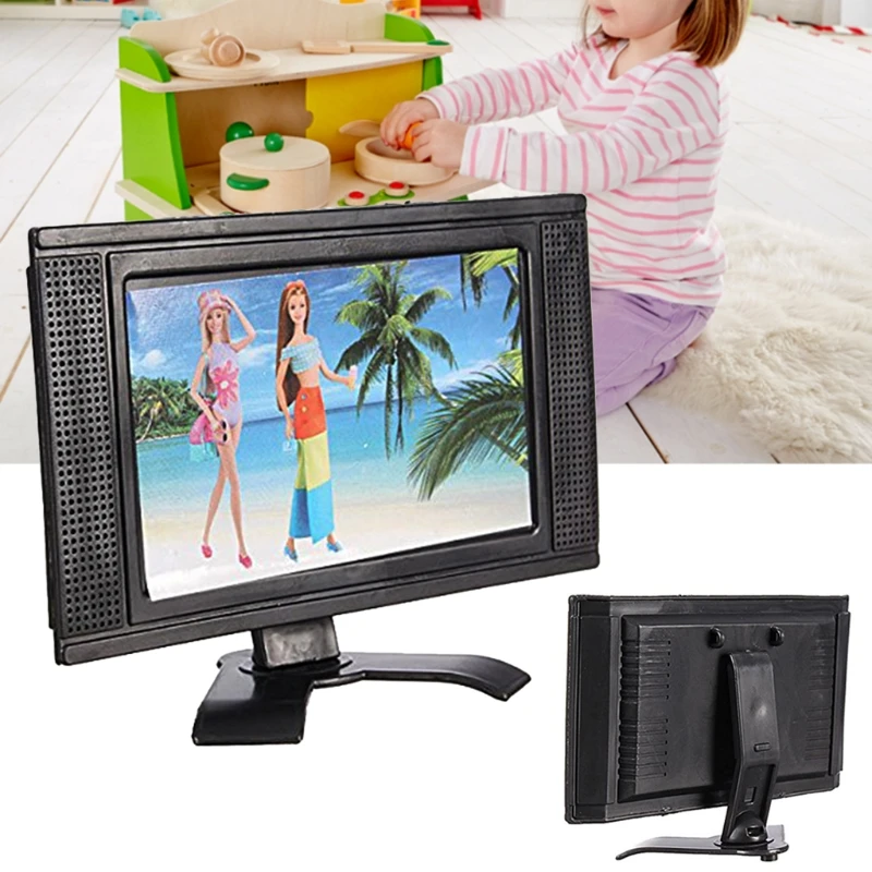 New LCD TV Doll Toy Structures Accessories For Barbie Doll House Furniture Sep6-A 5