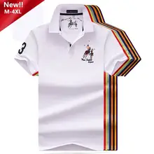 Высокое качество летние мужские рубашки поло с коротким рукавом с вышивкой большой лошади повседневные хлопковые мужские футболки с отворотом Модные мужские топы s