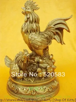 

free Chinese Bronze brass Chicken Rooster Statue Figure 6"H fast
