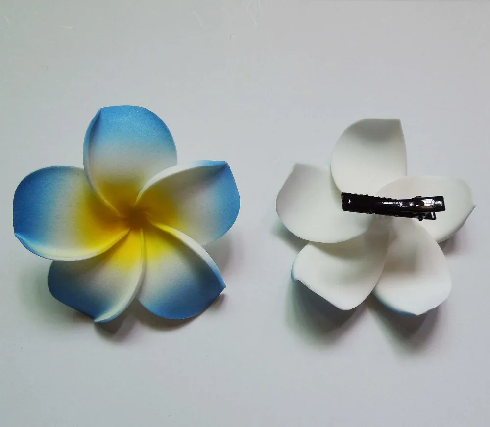 Mousse Cheveux Clips runaup Hawaiian Artificial Plumeria Mousse Fleur Pince à cheveux pour