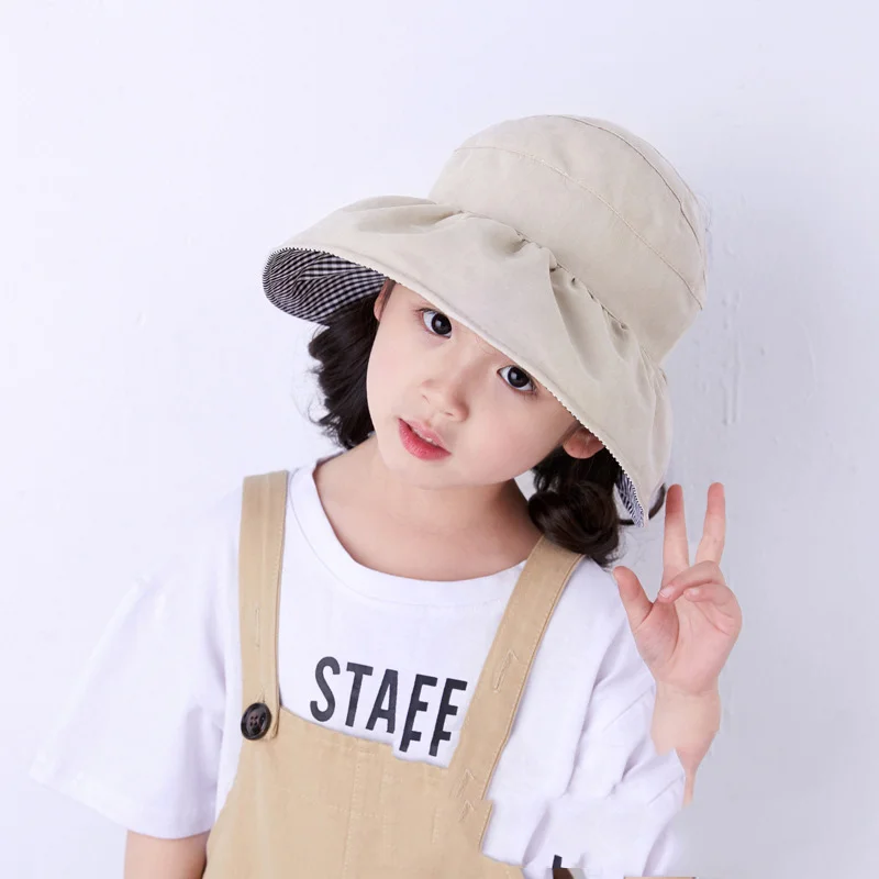 4Empty Hats Kids Boy Bucket Caps Baby Girls Wide Brim Visor Basin Cap Sun Protection Cotton Fisherman Hat for Summer
