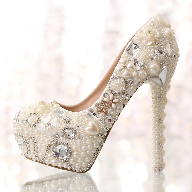 Pompes Plate Pour as Strass forme sur Perlé Chaussures Femme Blanc Picture Mariage Perles Robe Cristal As De Slip Super Haute Embelli Picture Sexy 8xgqt47g