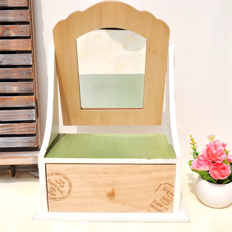Винтажный натуральный деревянный Настольный многофункциональный ящик для хранения ZAKAKA, ювелирная Сумочка для макияжа, косметичка, полка для хранения мелочей
