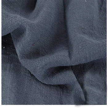 

Soft Linen Cotton material deep grey crincle wrinkle tissue scarves dress double layer linen cotton crepe fabric By meter