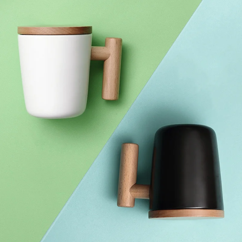 300ml Japanese Style Wood Mug with Lid Kit Creative Drinkware / Office Master Coffee Milk Mugs Water Cup Juice Cup Birthday Gift