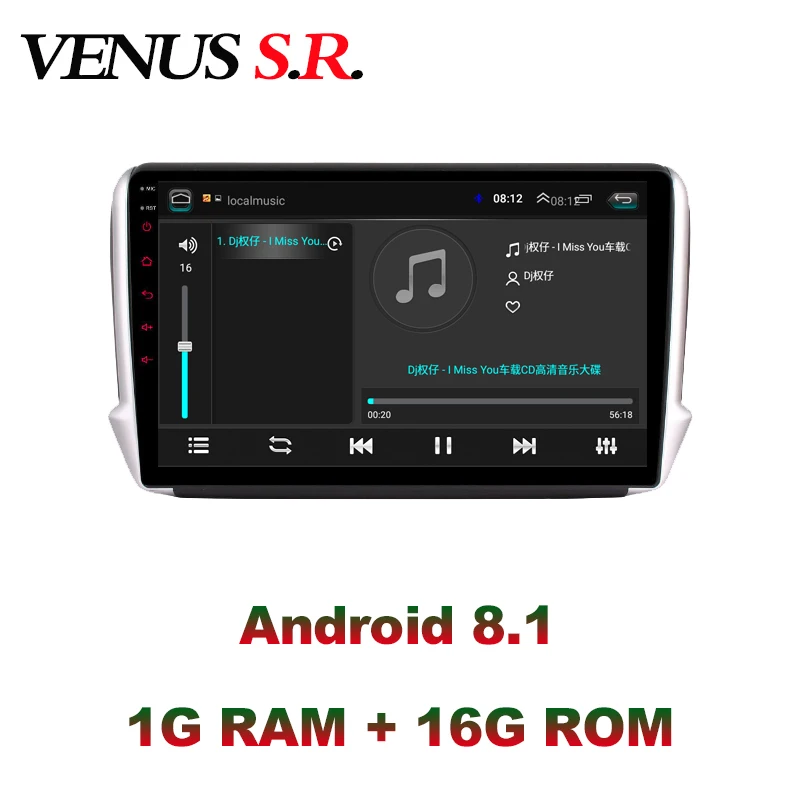 Perfect VenusSR Android 8.1 2.5D car dvd for peugeot 2008 208 Radio 2014-2018 multimedia headunit GPS Radio stereo gps navigation 3