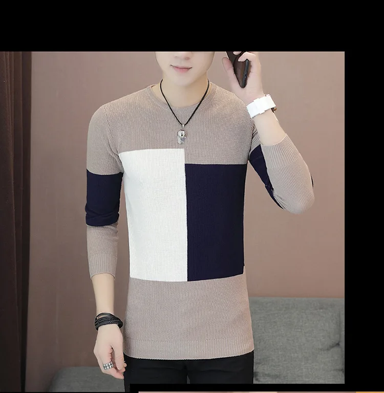 WSGYJ мужской свитер, корейский Модный пуловер с длинным рукавом, Мужской Повседневный тонкий пуловер с круглым вырезом, мужская одежда плюс