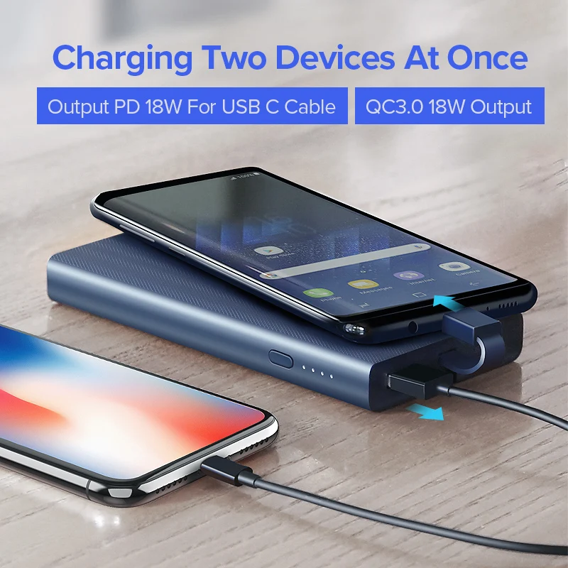 Ugreen 10000mAh Power Bank 18W Quick Charge 3.0 Powerbank External Battery Charger Pack For Xiaomi Mobile Phone Type C Poverbank