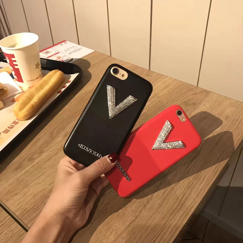 Aoweziic Mobile phone shell V word For iPhone XR 7plus sheepskin X XS MAX 6S anti fall 8plus innovate Diy soft protective sleeve