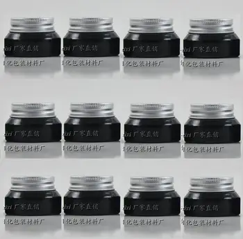 

15g shiny black glass cream jar with silver lid, 15 grams cosmetic jar,packing for sample/eye cream,15g mini glass bottle