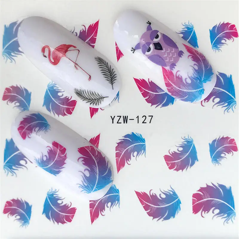 FWC наклейка на ногти водная переводные наклейки Единорог Русалка мультфильм водяной знак слайдер Гель Дизайн ногтей украшения Маникюр - Цвет: YZW-127