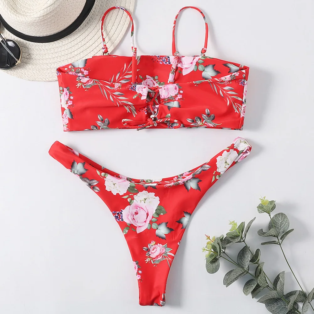 2019 woman summer sexy peony flower print bikini set swimsuit push up pretty brazil beach set bikinis e fatos de banho 40J5 (10)