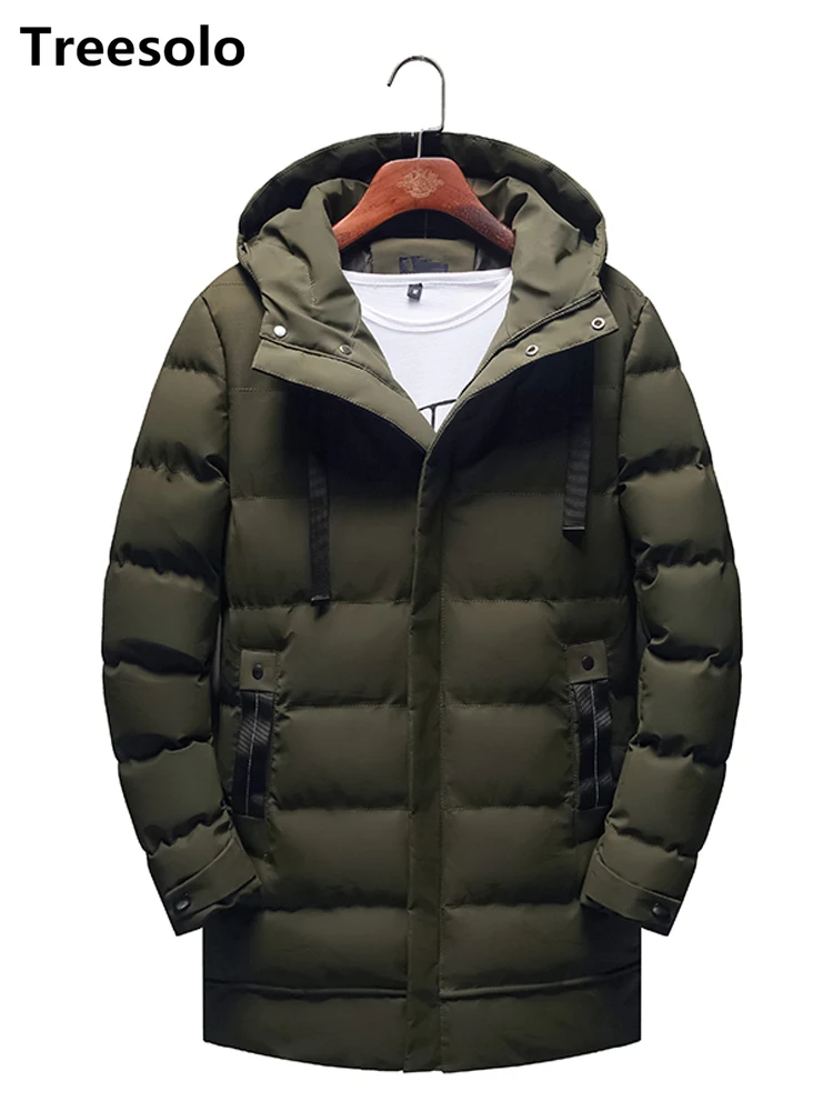 Winter Men's windbreakers Casual Zipper Coats with Hood Thick warm