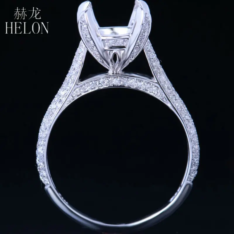 HELON Solid 14 K розовое золото 0.4ct натуральные Алмазы обручальные полу крепление кольцо женское свадебное Ювелирное кольцо подходит круглый 8-9 мм