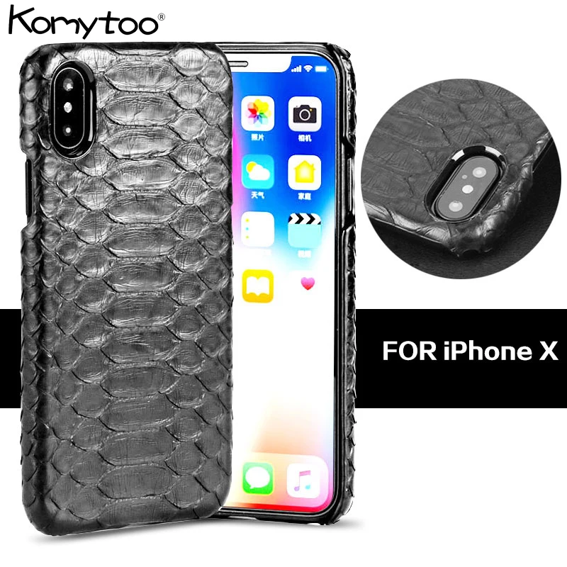 

Genuine Python Skin Leather Case For iPhone X 7 8 Shockproof Real Snake Leather Back Cover Case For iPhone 7 8 Plus Coque Cover