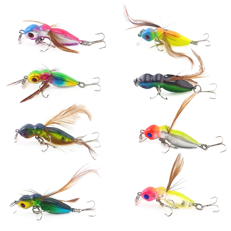 

8pcs 1.77'' Cicada Insect Fishing Lure Grasshopper Plastic Hard Bait Fishing Hook Tackle Crankbait Wobblers Floating 4.5cm 3.6g