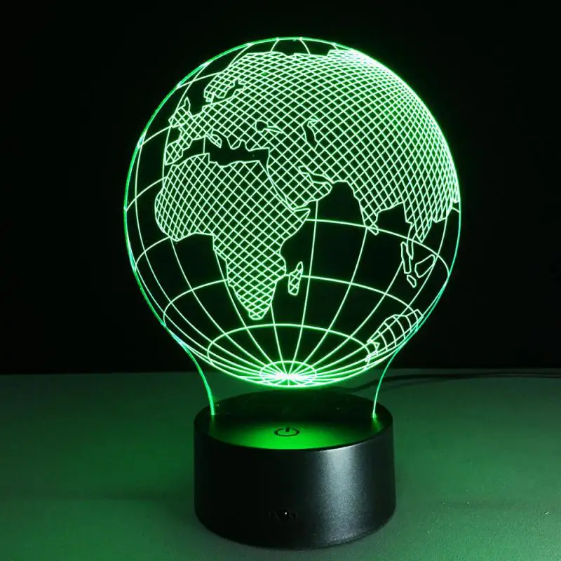 3D Светодиодная лампа с изменением цвета в виде самолетов земли акриловая