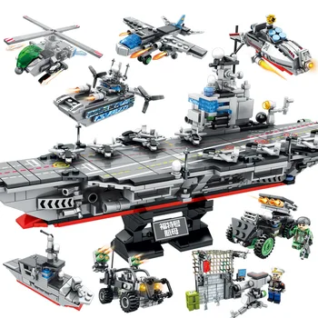 

8 In 1 Military Building Blocks Model Assembled Helicopter Battleship Car Vehicle DIY Toys Brick Kids