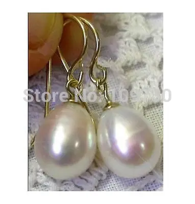 

ry00263 natural AAA+++ south sea white 11X13mm pearl dangle earrings 14KG
