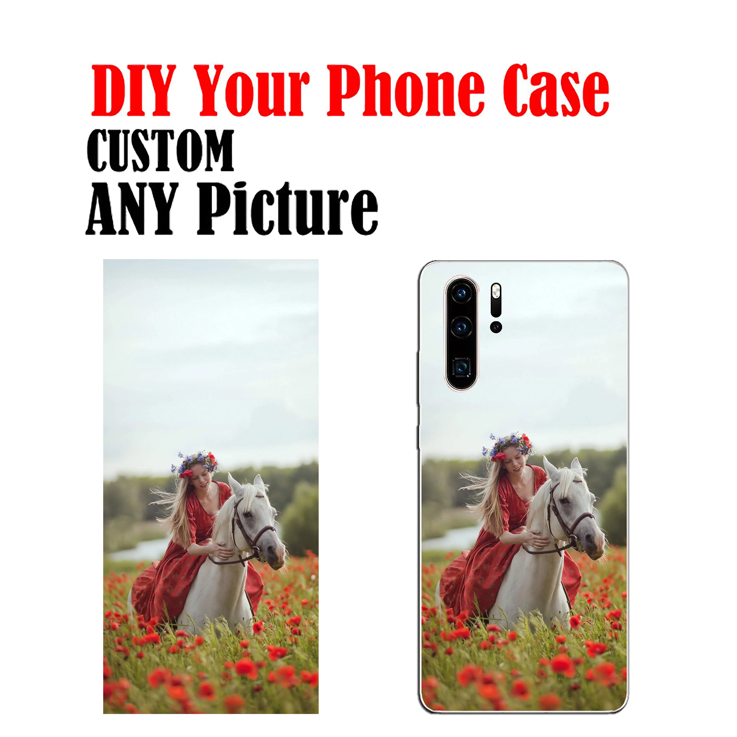 

DIY Photo Name Text Customized Soft Cell Phone Case Cover Shell Coque for HUAWEI y6 y7 y9 2018 Y6 Pro 2017 Y5 Prime 2018