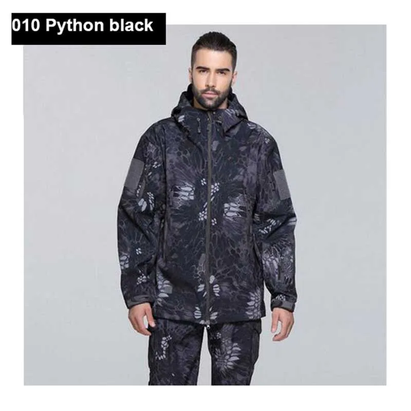 Black Python Охотничья куртка из материала "софтшелл" Мужская Уличная походная ветрозащитная ветровка для походов походная куртка 11 цветов - Цвет: Black Python